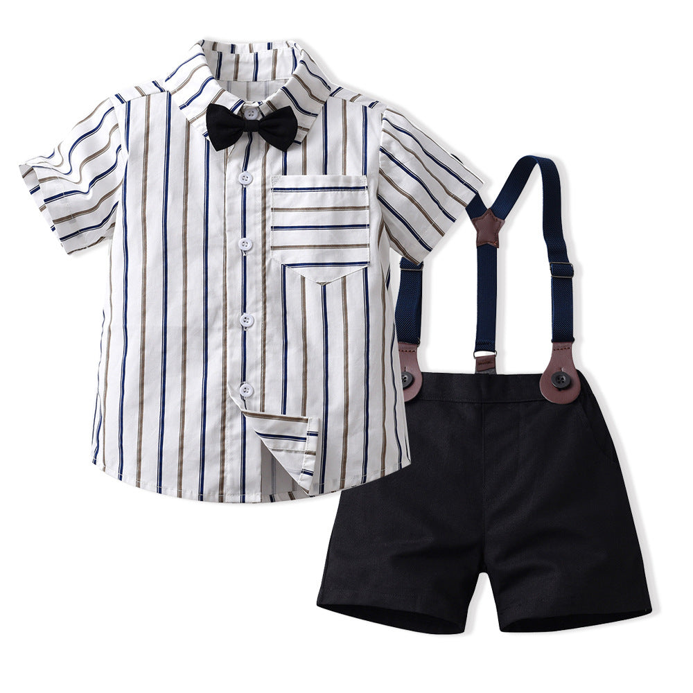 Korean style boys' striped shirt set - new spring collection - kids' spring/summer outfit - stylish boy's clothing - trendy baby boy clothes
