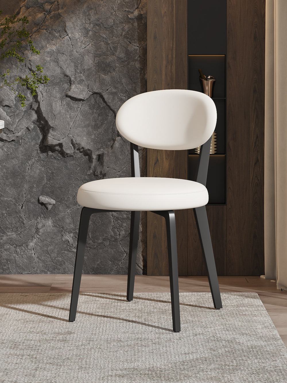 Italian cream style dining chair - premium light luxury designer chair for home - modern minimalist upholstered backrest dining table stool