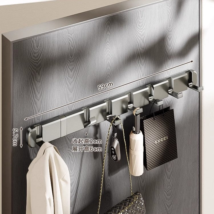 No punching, foldable invisible hook, bathroom entrance after entering the door, bedroom wall hanging storage clothes row hook