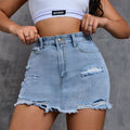 Amazon cross-border fashion  foreign trade ripped raw edge washed denim culottes women's hot pants a-line skirt pants