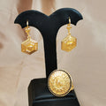 18k gold-plated medusa pattern jewelry set - hexagon pendant necklace, earrings, bracelet, and ring four-piece set