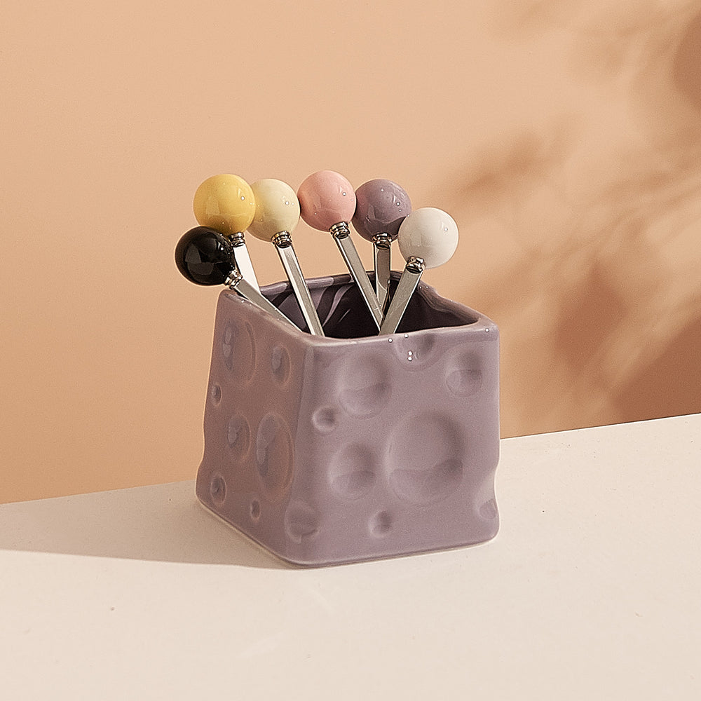 Cheese and fruit fork jar suitfor homeclassy good stuff exquisite afternoon tea dessert fork spoon ceramic handle fruit spoon
