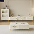 Solid wood coffee table tv cabinet french cream style for home living room floor-standing coffee table tv cabinet modern normcore style side cabinet