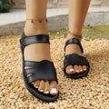 New plus size one-strap flat sandals women's foreign trade velcro roman style beach sandals slippers wholesale
