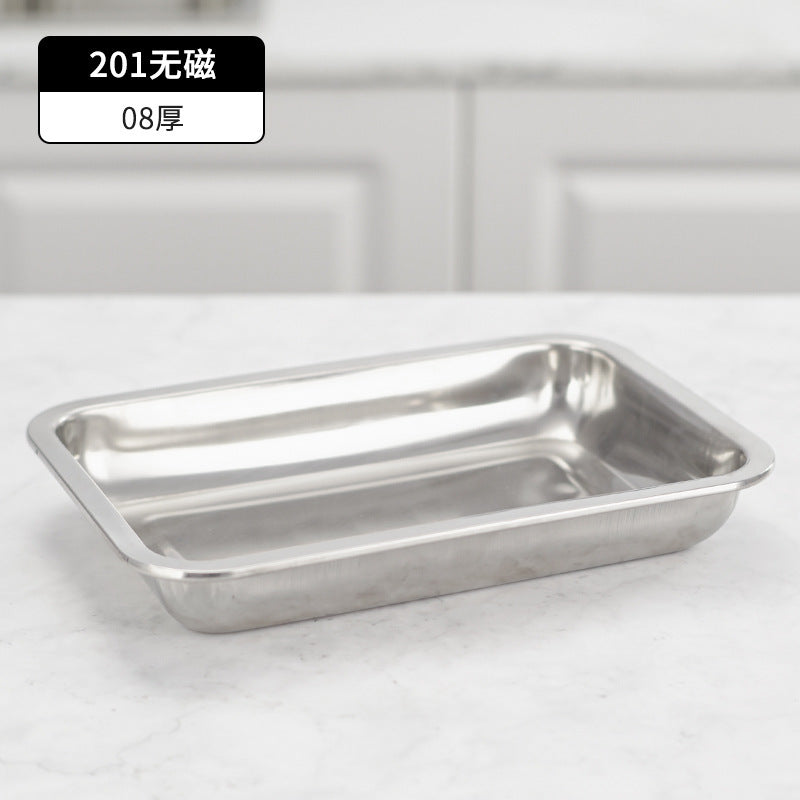 Stainless steel plate tray rectangular cold dish plate dinner plate dumpling plate household fish plate commercial barbecue square plate