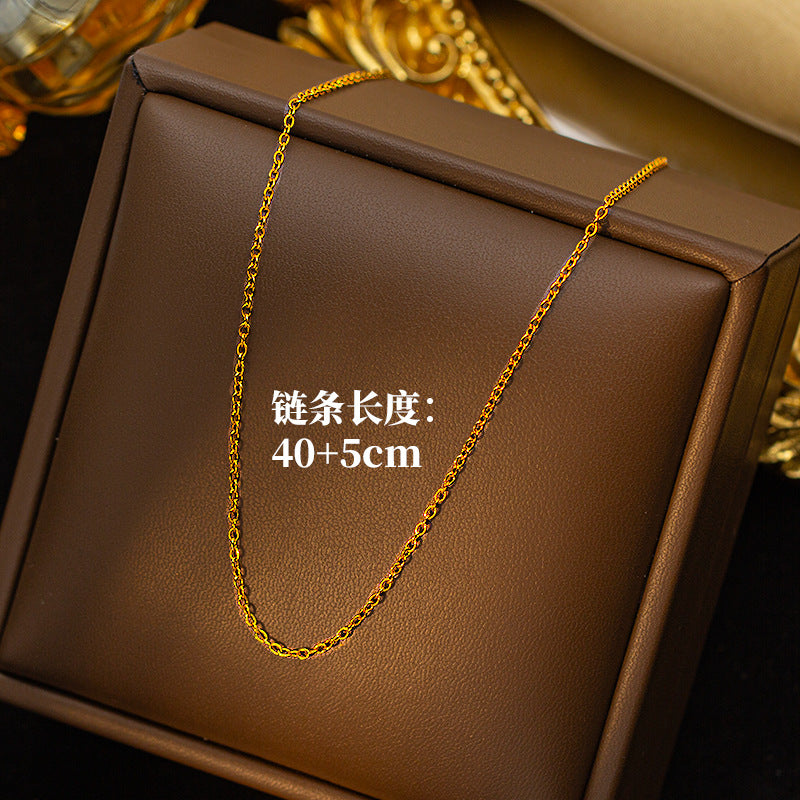 popular zircon-inlaid four-leaf clover necklace accessible luxury niche women's fashion non-fading clavicle chain earrings jewelry set