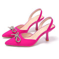plus size stiletto casual flats women's 2026 summernew arrivalbows rhinestone cat heel high heel sandals women