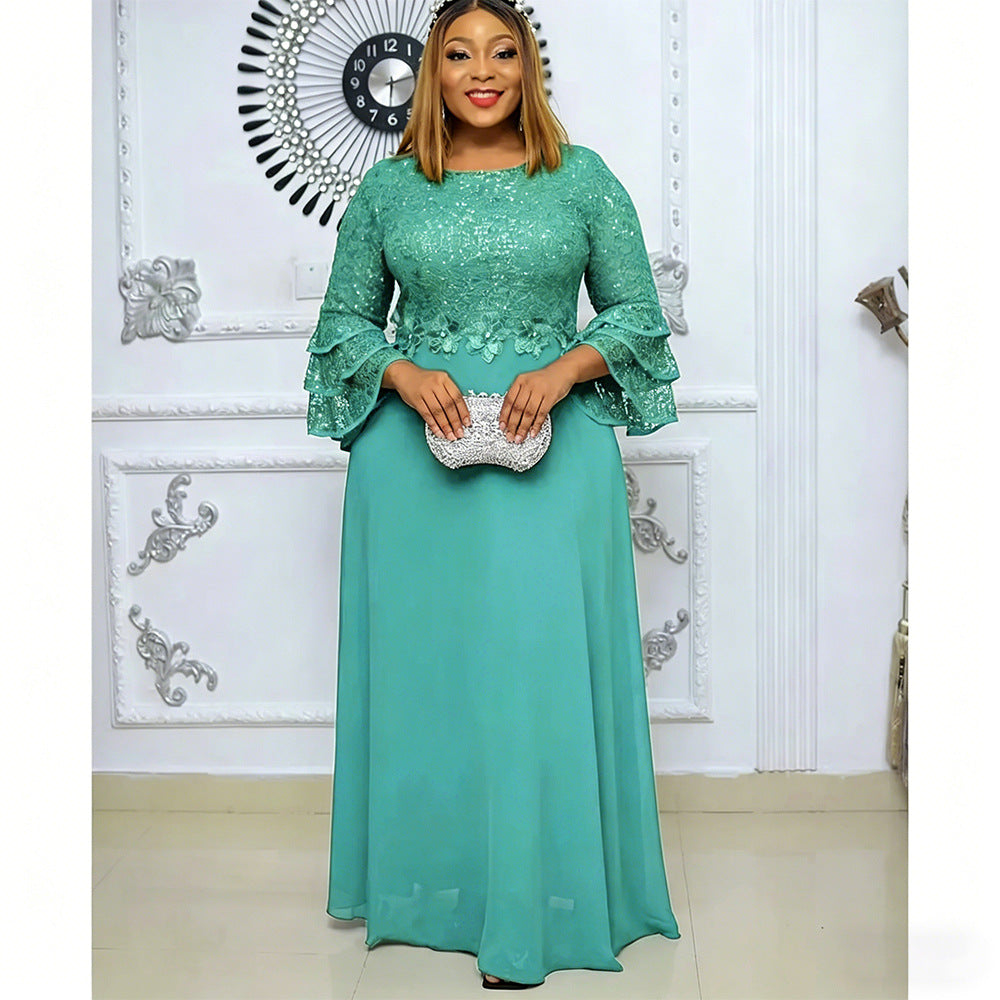 African, european, and american plus-size women's clothing: new  lace-trimmed, heavily embellished chiffon dresses for , , and