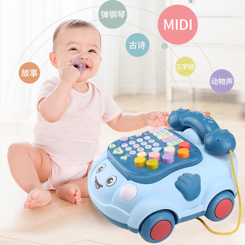 Infant & toddler light & sound telephone toy - educational & early learning pull-along toy for boys & girls