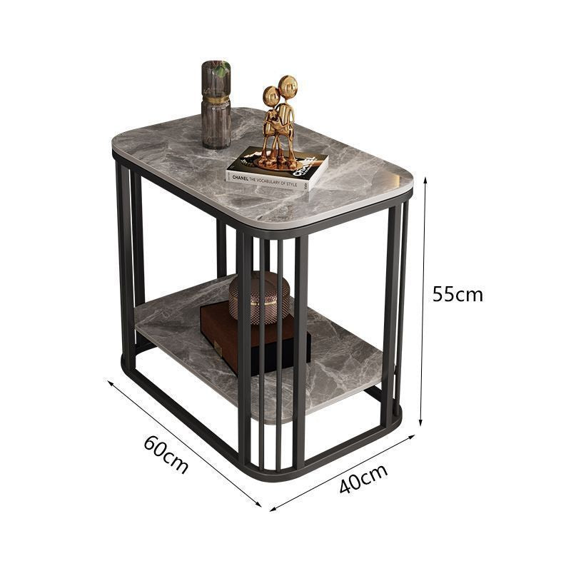 Italian light luxury modern slate side table small coffee table balcony living room for home small apartment casual suspended double-layer tea table