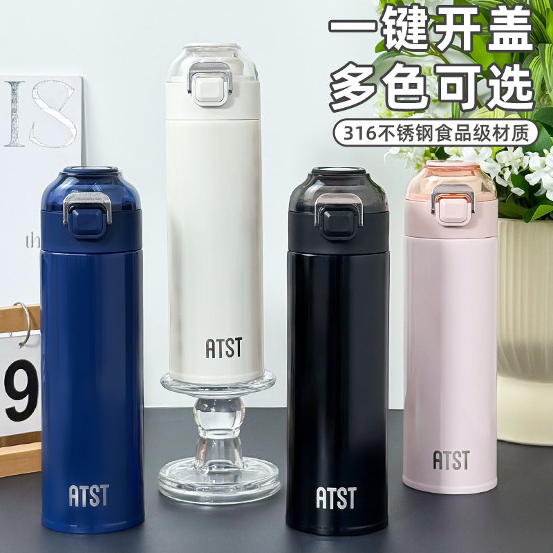New arrival: stylish 304 stainless steel insulated tumbler - minimalist, portable, perfect for students, men & women. pop-up lid design. wholesale options available for promotional gifts
