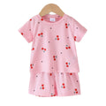 exclusive supply of new arrival children's pink cherry t-shirt + shorts set for european and american girls