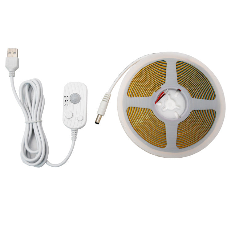 5VCOB light strip, battery box, wiring-free led light strip, self-adhesive usb charging and plug-in, intelligent human body induction light