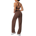 fashionpure color double-sided brushed back cross sports intimates yoga suit running fitness two-piece set