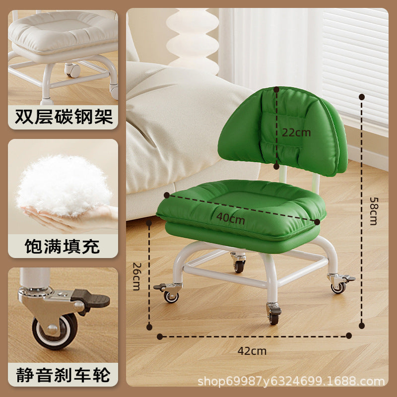 Raised universal wheel, small stool, silent backrest chair, pulley, low stool with baby bench, beautiful seam stool, shoe change household