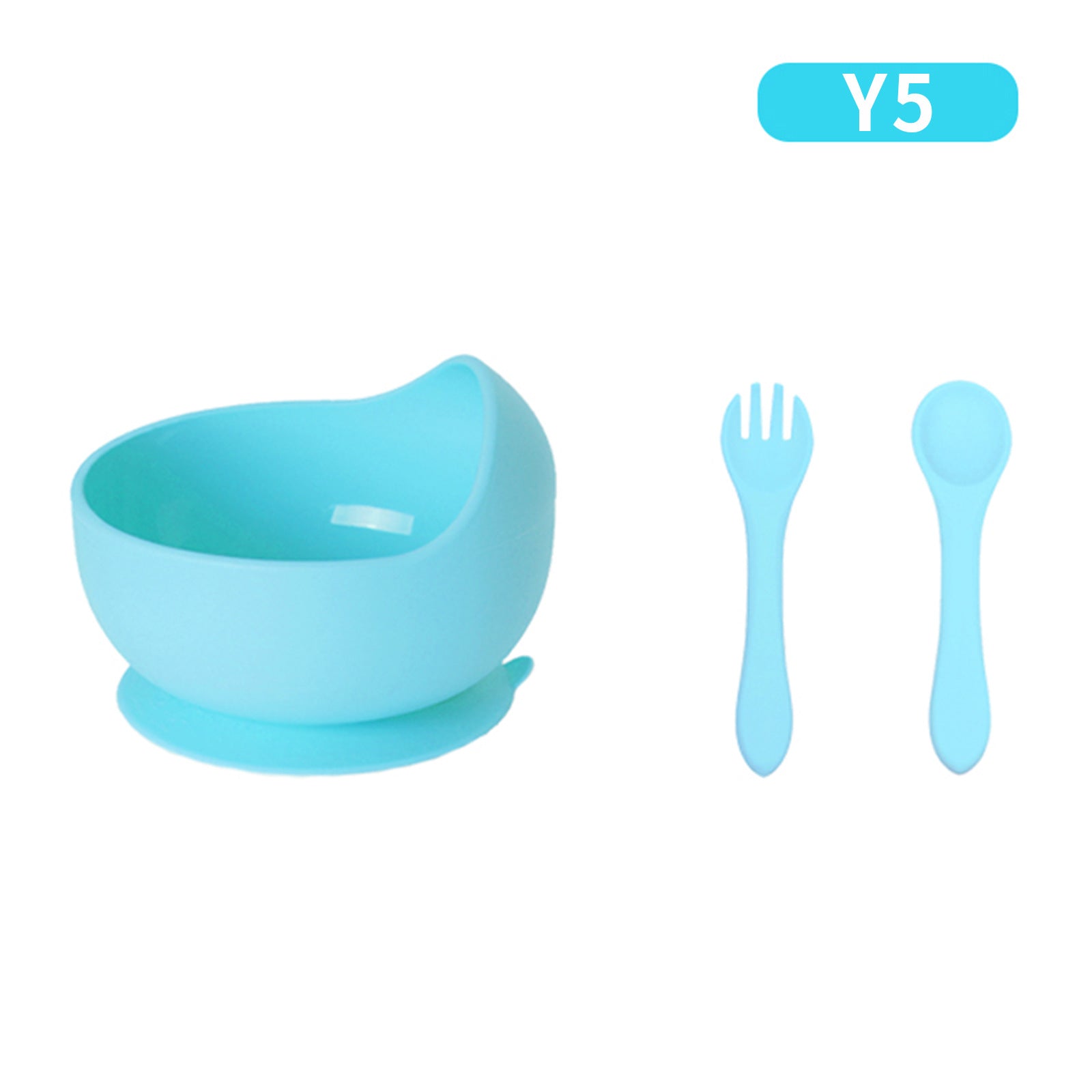 Children's tableware feeding set Baby silicone bowl Fork spoon Baby food supplement bowl Plate Food grade silicone plate