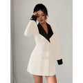 Women's autumn french chic double-breasted mini dress - perfect for parties & gatherings