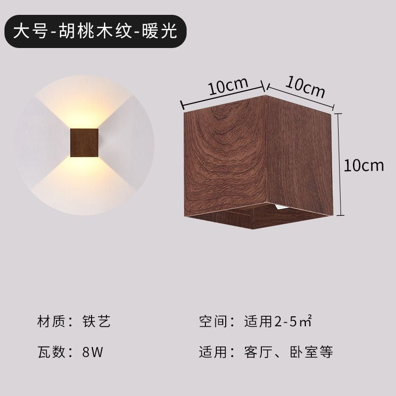 Carpenter's wood grain wall sconce - up & down lighting, artistic background, aisle, corridor, entryway, stairwell, balcony wall fixture