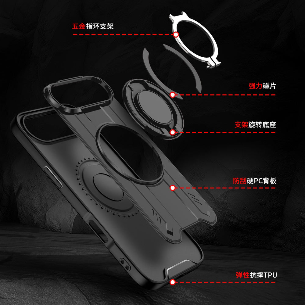 Lingsheng rotating integrated magnetic holder is suitable for iphone17pro mobile phone case armor anti-fall apple 11 cross-border