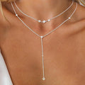 New european and american hot-selling long double-layer necklace for women, high-end design, unique cubic zirconia pendant necklace