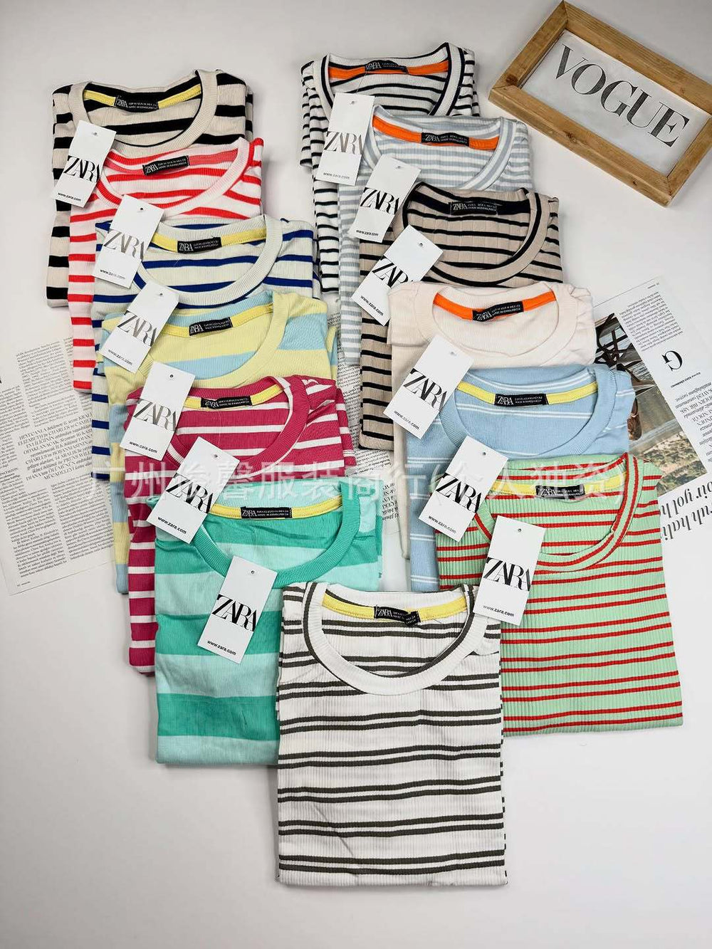 New women's short-sleeved t-shirt stripestopsin stock wholesalewomen's t-shirt wholesale short