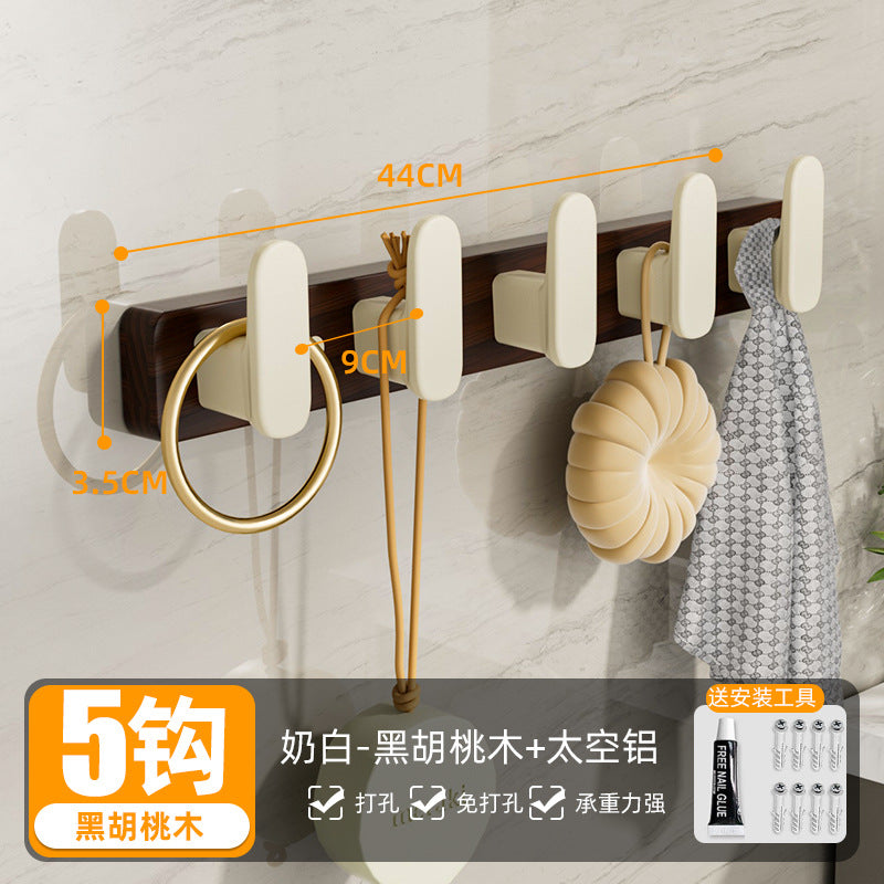 Walnut wood hook - no drilling required, over-the-door coat and hat hook, wall-mounted fixed clothes hook, entryway coat rack