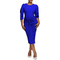 Amazon new arrivalsummer round neck pure color hip-covering pleated ol tongle fashionelegant pencil skirt africandress