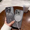 Suitable for iphone 17 pro max rhinestone glitter magnetic phone case, 16, 15, 12 full coverage drop-proof protective case