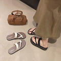 Women's slippers 2025 summer outdoor wear korean style sandals retro elegant french fairy style soft flat bottom beach sandals