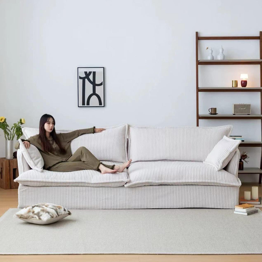 Fabric sofa corduroy cream retro small apartment scandinavianfor home living room double casual removable sofa