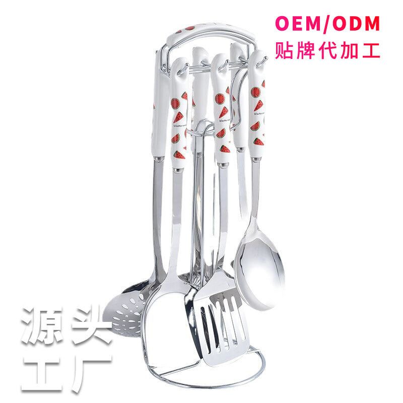 Ceramic stainless steel kitchenware decals personalized kitchen utensils hot pot spoon spatula spoon colander seven-piece set wholesale