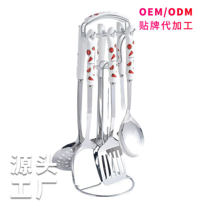 Ceramic stainless steel kitchenware decals personalized kitchen utensils hot pot spoon spatula spoon colander seven-piece set wholesale