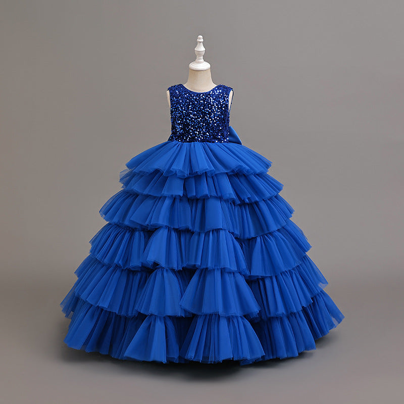 Ready-to-ship, hot-selling girls' dresses! new cross-border styles, european and american chic, tiered cake dresses for kids. high-end, european and american inspired