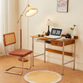 Same-day shipping: retro-chic, understated luxury home office desk, japanese-style computer desk, stainless steel and solid wood writing desk