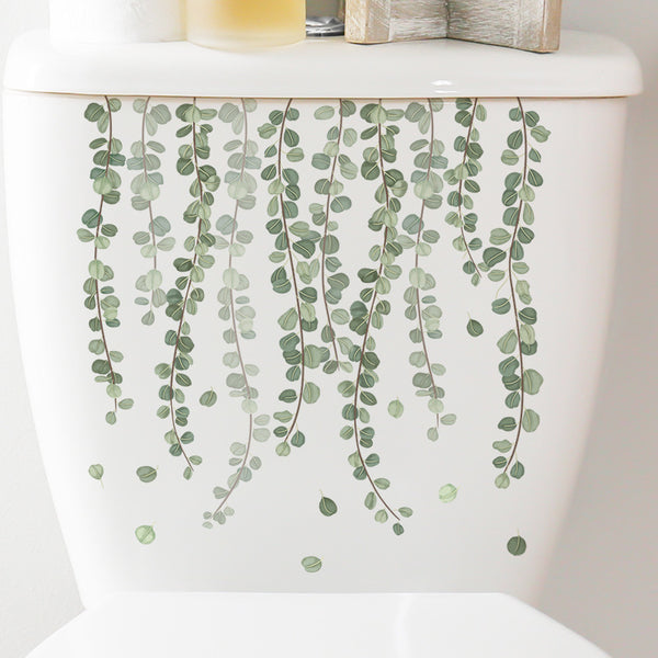 Fresh Plant Toilet Sticker Bathroom Toilet Lid Decorative Sticker Toilet Decorative Wall Sticker Removable Decorative Sticker