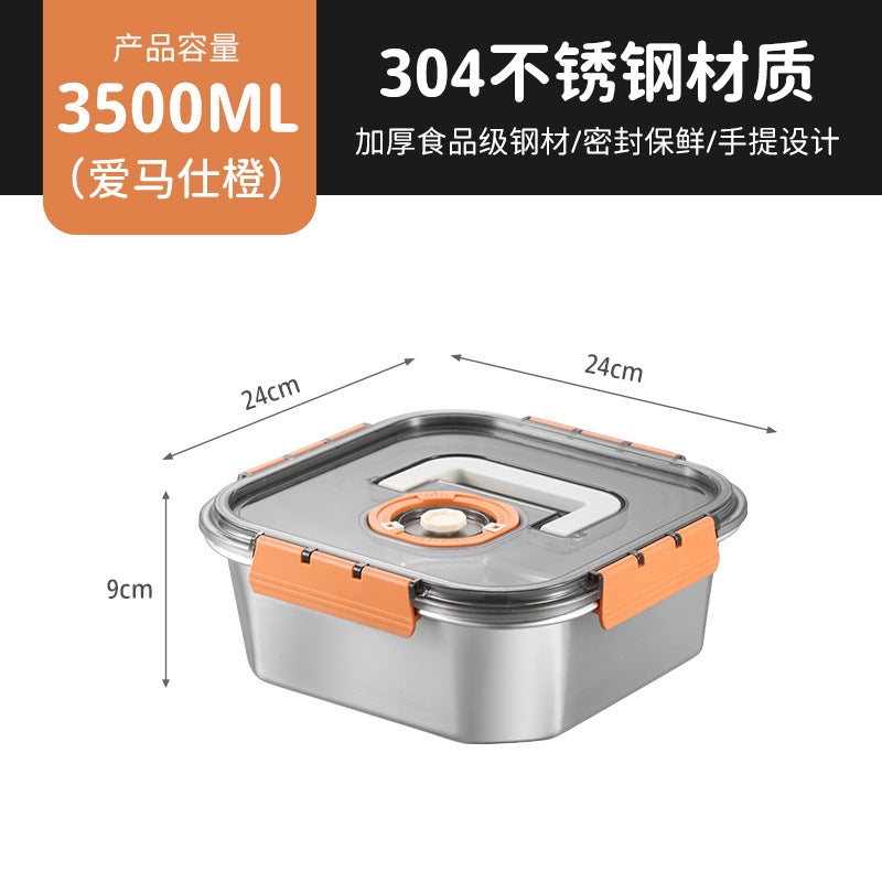 Cross-border  popular square stainless steel crisper 304 stainless steel sealed box refrigerator storage box wholesale
