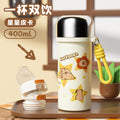 316 stainless steel high-style insulated tumbler - cute capybara design - kids' water bottle - portable handheld double-drink straw cup