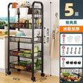 Movable kitchen storage rack drop-down floor for home multi-layer carbon steel storage rack trolley vegetable rack wholesale