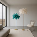 Ostrich feather floor lamp - instagrammable white feather lamp - nordic style living room standing lamp - girly bedroom bedside lamp