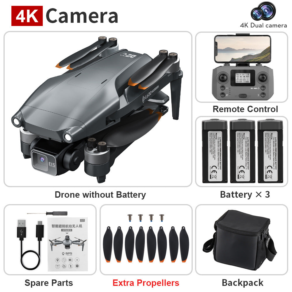 L600 drone gps return-to-home three-axis gimbal hd aerial photography quadcopter obstacle avoidance brushless remote control aircraft