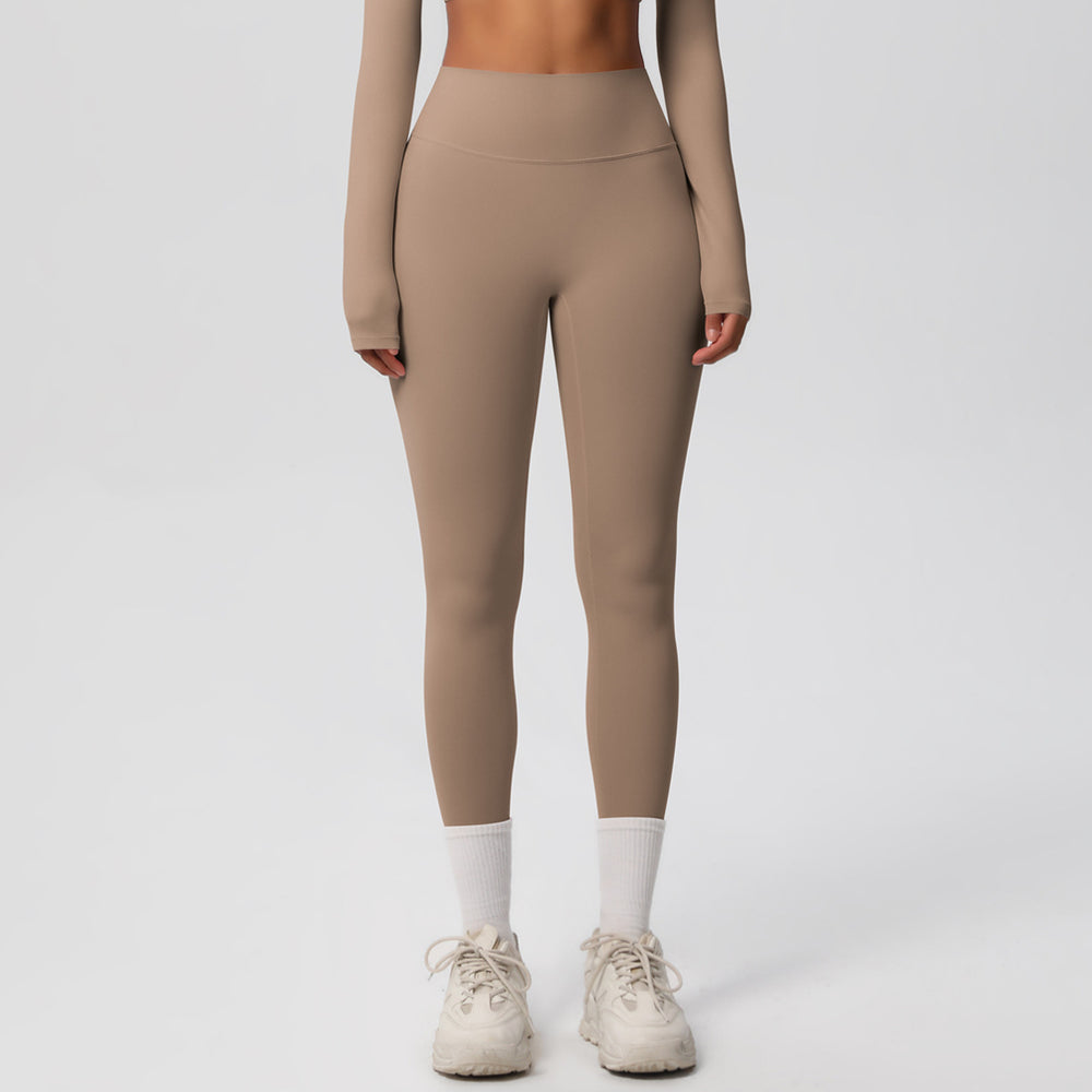 European and american high-waisted brushed nylon yoga pants - cloud-like outdoor activewear leggings - quick-dry, breathable running and fitness tights