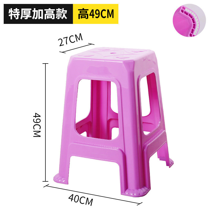 Extra thick red plastic stool cooked glue household thickened dining table stool plastic chair adult high bench high foot stool commercial