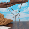 European and american cross-border jewelry amazon hot-selling bow necklace turquoise imitation pearl western cowboy style necklace
