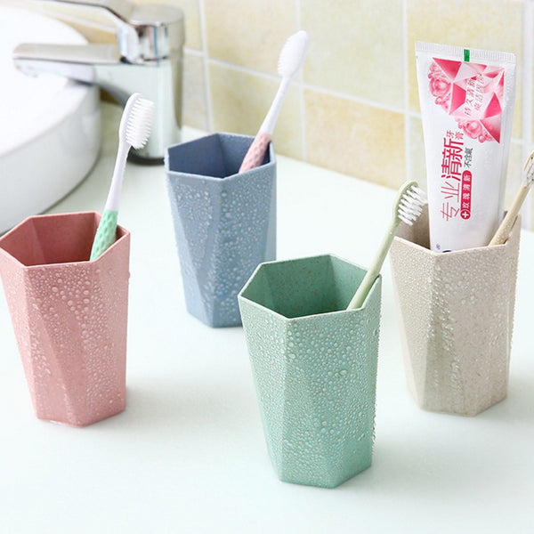 Wheat straw is fresh, rhombus cup brushing cup mouthwash cup, couple toothbrush cup washing cup simple candy color