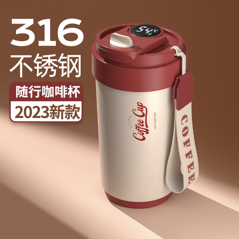 Wholesale 316 retro smart coffee mug - ceramic liner, insulated hot & cold water bottle, portable car cup, personalized engraving available