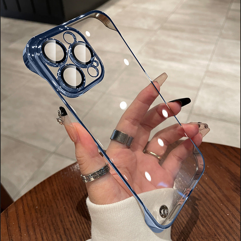 Suitable for iphone 17 mobile phone case electroplated frameless magsafe magnetic glass lens film apple 14 texture