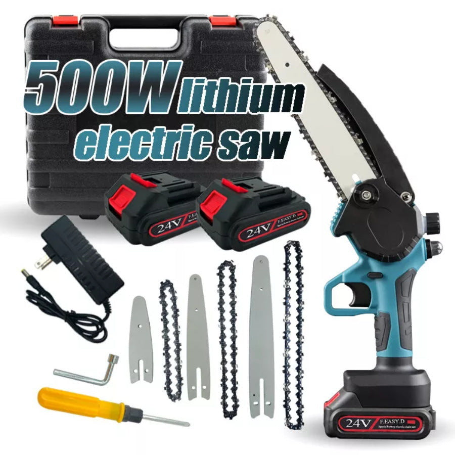 Cordless lithium battery 4 + 6 + 8 inch electric chain saw with oil can pruning machine small electric mini logging saw