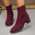 Export thick heel thin boots women's autumn winternew arrival suede square toe fashion elastic fashion boots cross-border plus size short boots