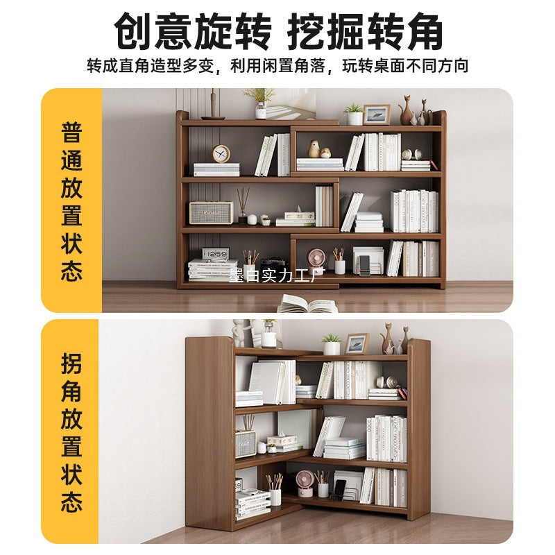 Solid wood bookshelf Desktop shelf Children's desk Storage rack Household desk Small bookcase Office storage cabinet