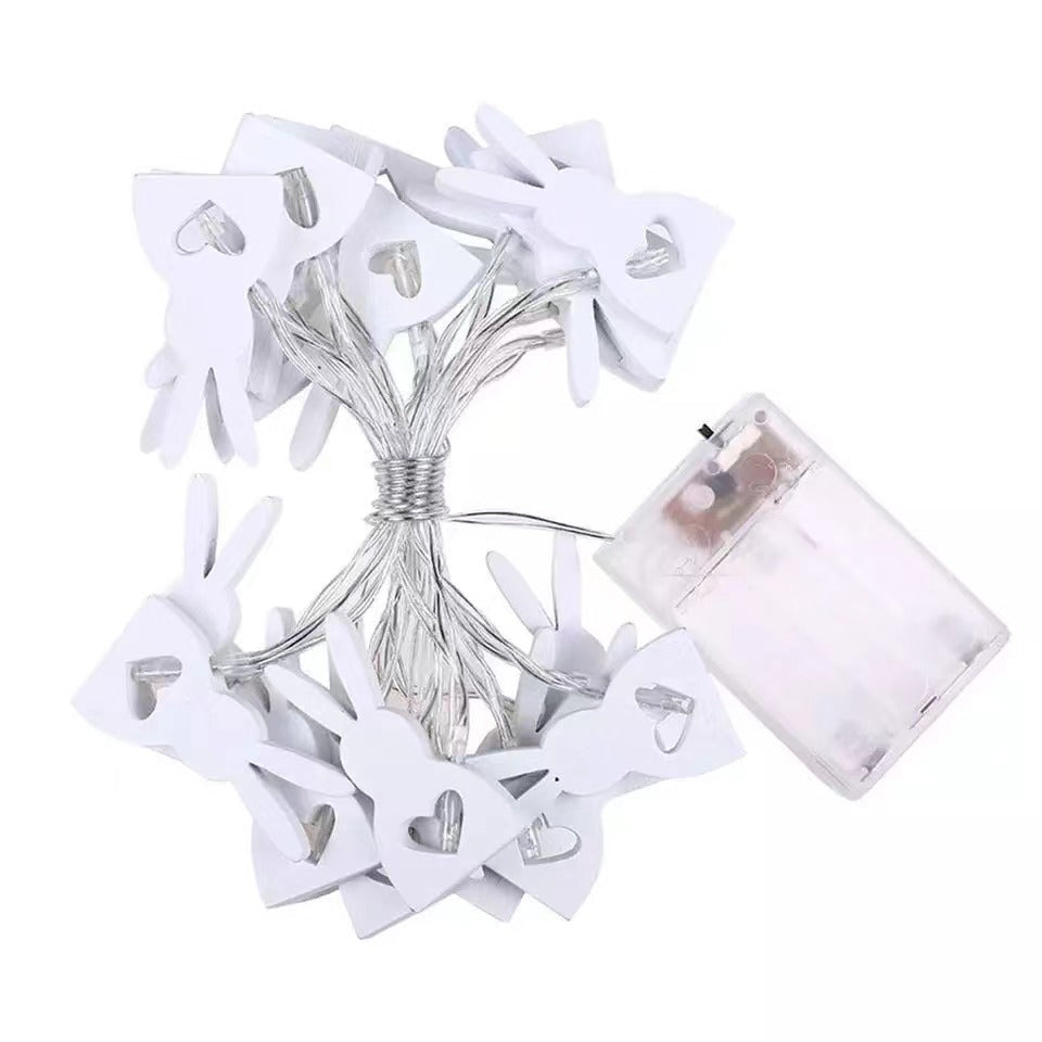 Factory direct sales Easter wooden rabbit light string, creative LED wood love rabbit decorative lights flashing lights string lights